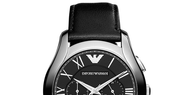 Pánské analogové hodinky s chronografem v černé barvě Emporio Armani