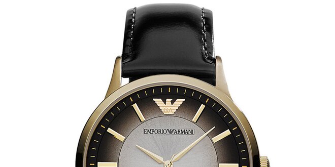 Pánské zlaté hodinky Emporio Armani se stínovaným ciferníkem