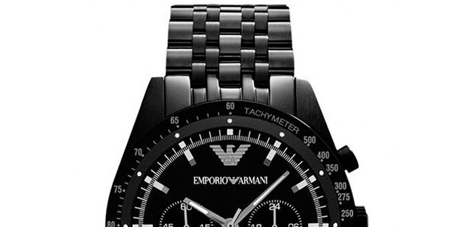 Pánské černé hodinky Emporio Armani