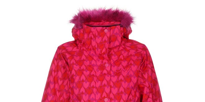 Dámská růžová snowboardová bunda Envy se srdíčky