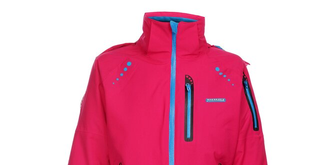 Dámská sytě růžová lyžařská bunda Envy s modrými zipy