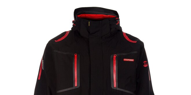Pánská černá lyžařská bunda Envy s červenými detaily