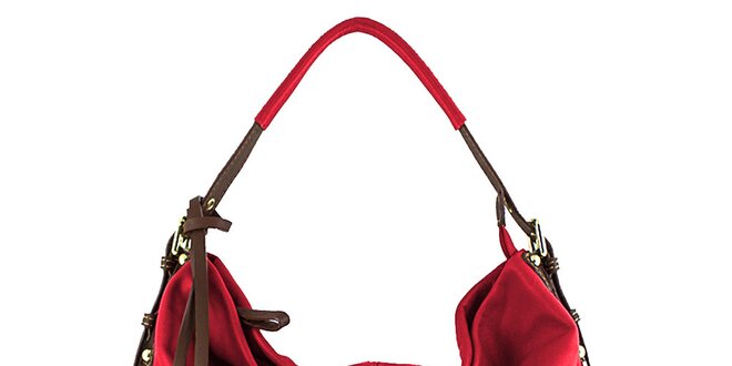 Dámská rudá kabelka s ozdobnými kroužky Roberto Buono