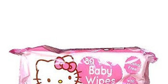 Hello Kitty - vlhčené ubrousky 80 ks, vyvinuty speciálně pro děti s příjemným parfémováním, pH neutrálne, větší rozměr, 3-vrstvý papír, originální vůně