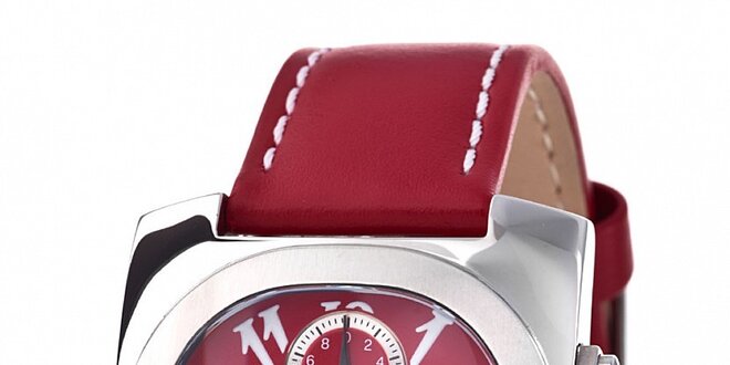Ocelové hodinky Lancaster s červeným řemínkem