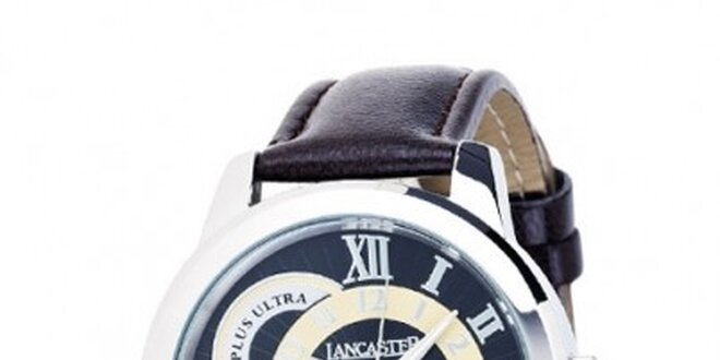 Pánské ocelové hodinky Lancaster s hnědým koženým řemínkem