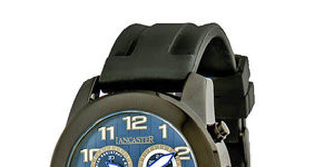 Pánské černé náramkové hodinky Lancaster se silikonovým řemínkem
