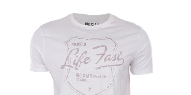 Pánské bílé tričko s potiskem na hrudi Big Star