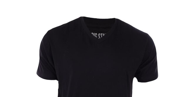 Pánské černé tričko s véčkovým výstřihem Big Star