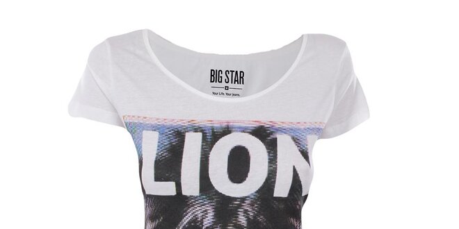 Dámské bílé tričko s potiskem lva Big Star