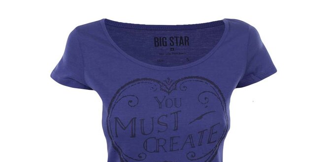 Dámské modré tričko s potiskem Big Star