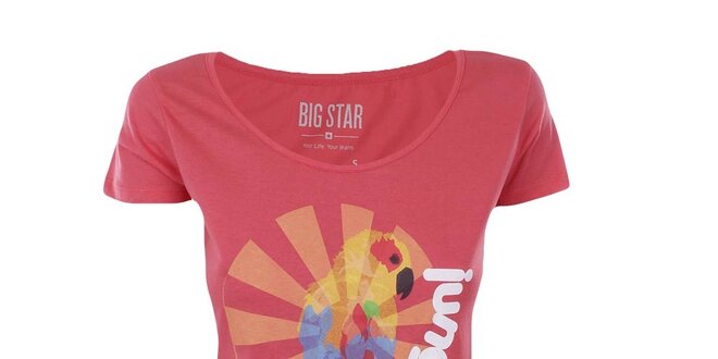 Dámské tričko s potiskem papouška Big Star