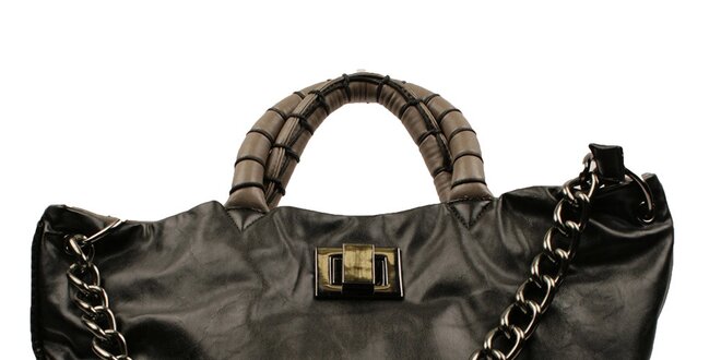 Dámská černá kabelka s kovovým řetězem Pierre Cardin