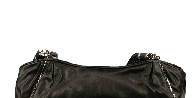 Dámská černá kabelka s copánkovými popruhy Pierre Cardin