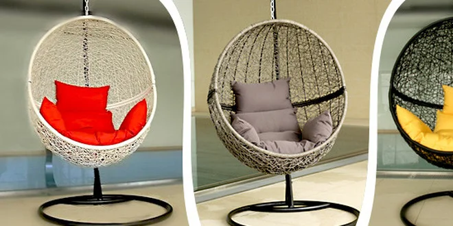 Houpací závěsné křeslo z ratanu