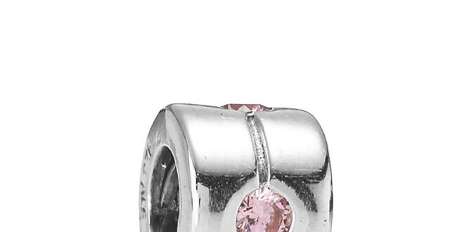 Stříbrný přívěsek Pandora s jemně růžovým broušeným kamínkem