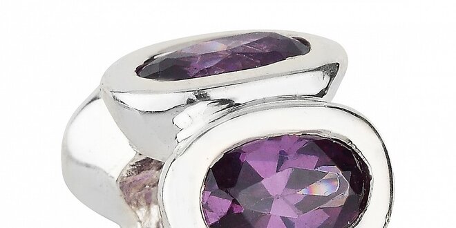 Stříbrný přívěsek Pandora s purpurovými broušenými kamínky