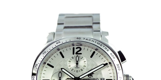 Pánské stříbrné hodinky s chronografem Beverly Hills Polo Club