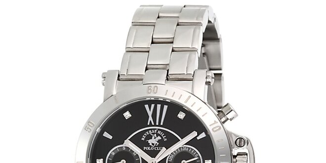 Dámské stříbrné hodinky s tmavým ciferníkem Beverly Hills Polo Club