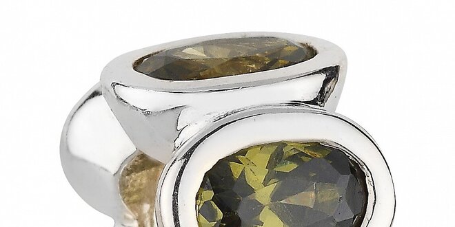 Stříbrný přívěsek Pandora s mechově zelenými broušenými kamínky