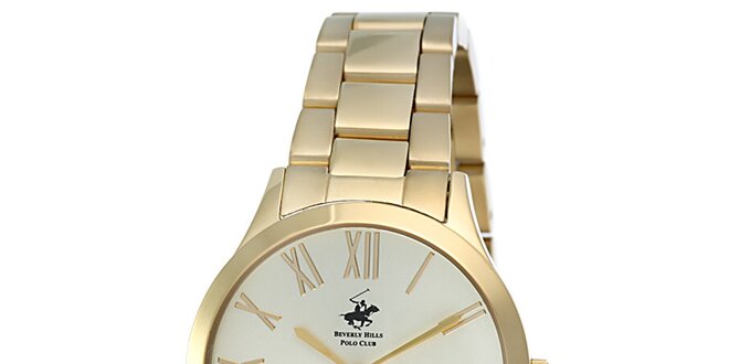 Dámské zlaté hodinky s malou vteřinovkou Beverly Hills Polo Club