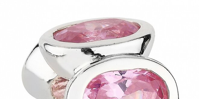 Stříbrný přívěsek Pandora s růžovými broušenými kamínky