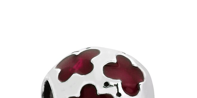 Stříbrný přívěsek Pandora s motivem motýlů a purpurovou glazurou