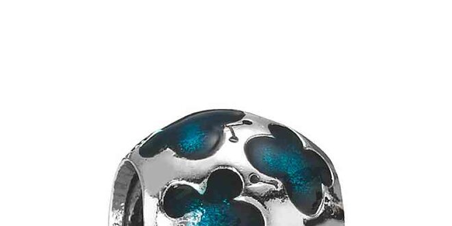 Stříbrný přívěsek Pandora s motivem motýlů a tyrkysovou glazurou