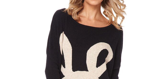 Dámský černý svetr s králíkem Miss Jolie