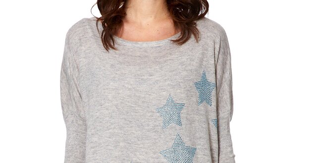 Dámský šedý svetr s hvězdičkami Miss Jolie