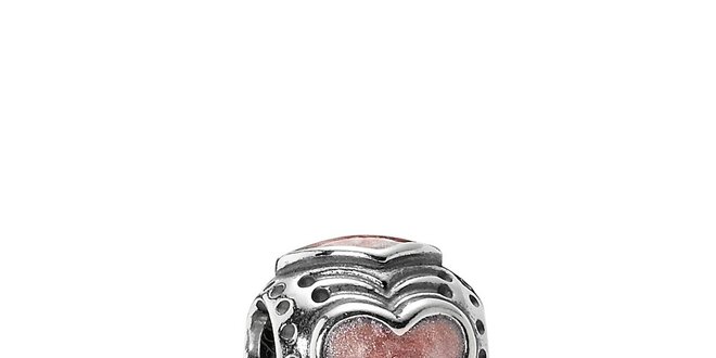 Stříbrný přívěsek Pandora s růžovým srdcem