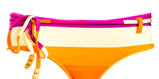 Dámské oranžovo-fialové proužkované plavkové kalhotky Fundango