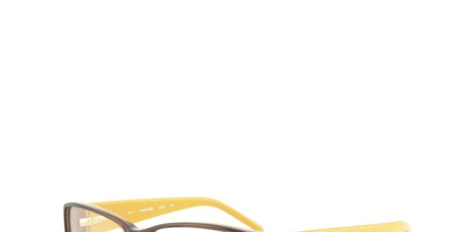 Hnědé obroučky se žlutými stranicemi Lacoste