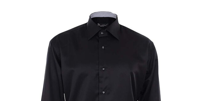 Pánská černá košile s kontrastní légou Dicotto