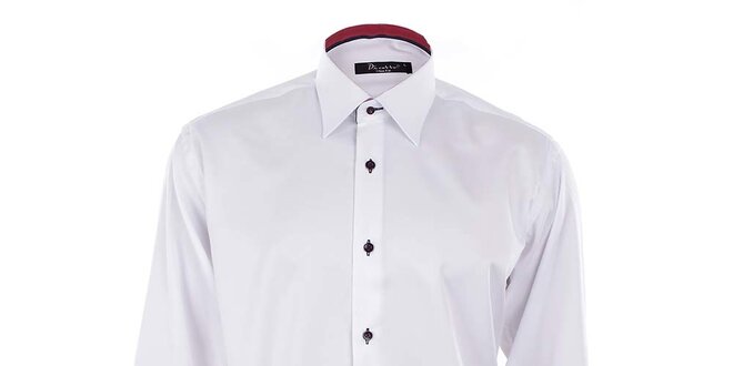 Pánská bílá košile s červeně podšitým límcem Dicotto
