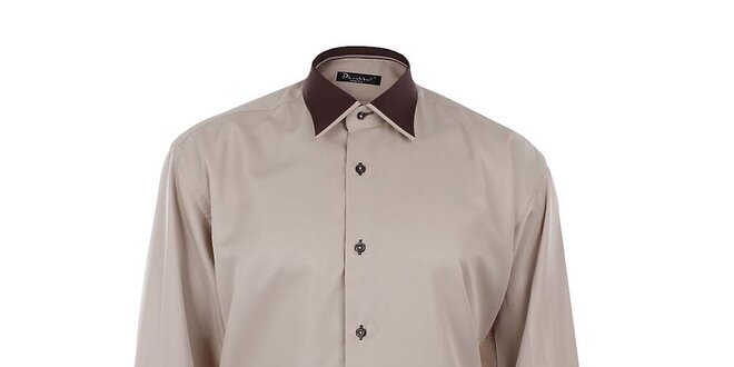 Pánská béžová košile s hnědými detaily Dicotto