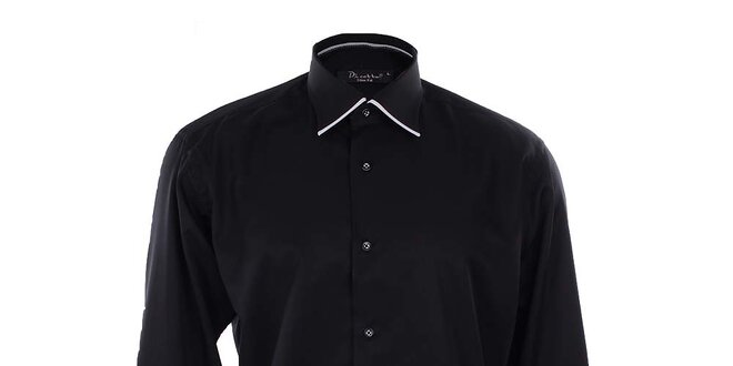 Pánská černá košile s bílými lemy Dicotto