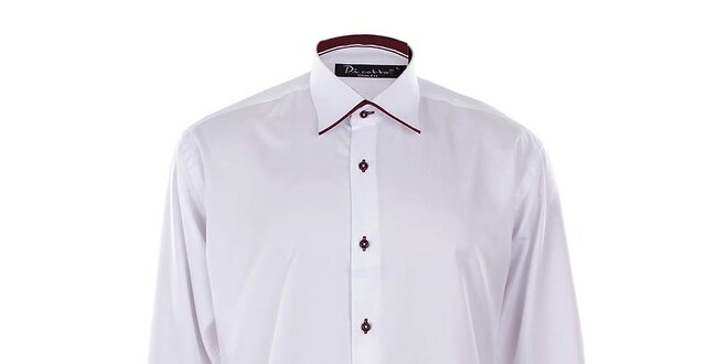 Pánská bílá košile s vínovými lemy Dicotto