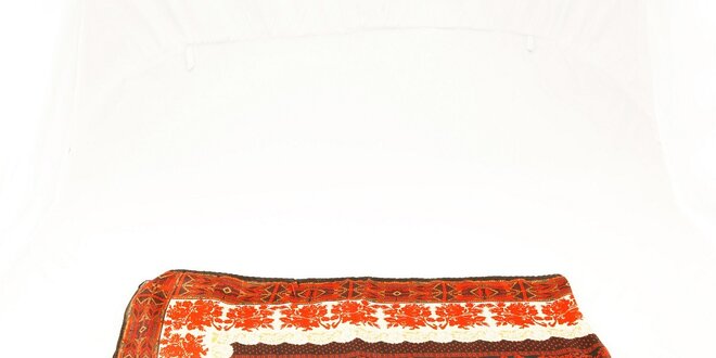 Dámský oranžovo-krémový hedvábný šátek Just Cavalli s orientálním vzorem