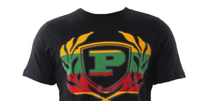 Pánské černé tričko s barevným znakem Phat Farm