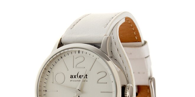 Dámské bílé náramkové hodinky Axcent s koženým řemínkem