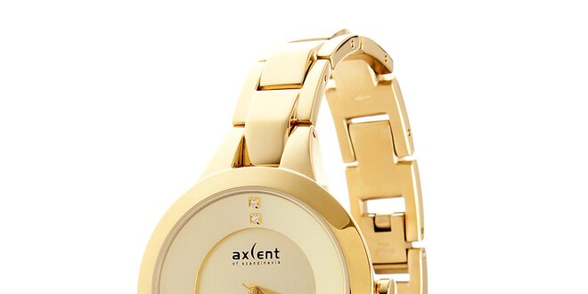 Dámské zlaté ocelové hodinky Axcent