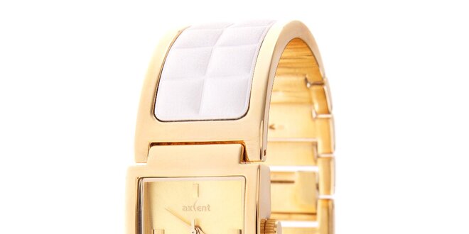 Dámské zlaté náramkové hodinky Axcent s kombinovaným řemínkem