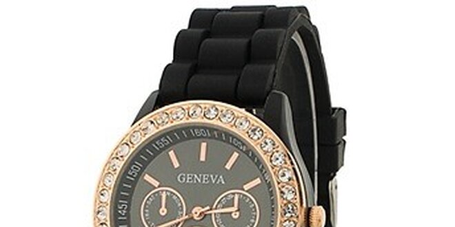 Geneva with rhinestones flint Color/Black, dámské hodinky