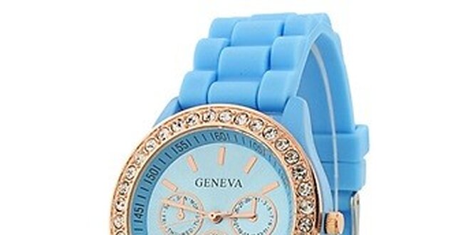 Geneva with rhinestones flint Color/Light blue, dámské hodinky
