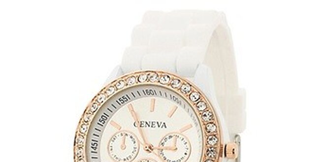 Geneva with rhinestones flint Color/White, dámské hodinky