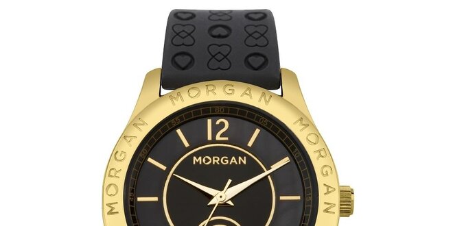 Dámské černé hodinky s pouzdrem ve zlaté barvě Morgan de Toi