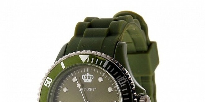 Unisexové tmavě zelené hodinky Jet Set s pryžovým řemínkem