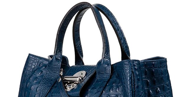 Dámká modrá kabelka s krokodýlím vzorkem Giulia