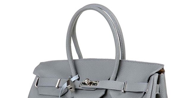 Dámská šedá kabelka se stříbrným zámečkem Giulia